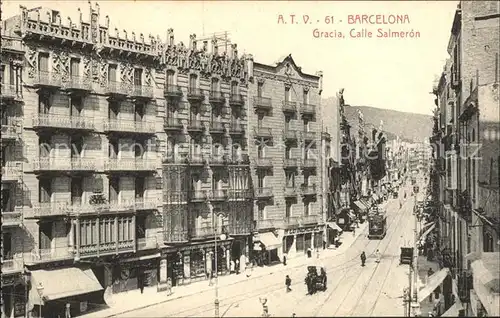 Barcelona Cataluna Gracia Calle Salmeron Strassenbahn  Kat. Barcelona