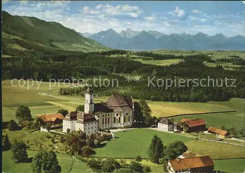 Steingaden Oberbayern Wieskirche Fliegeraufnahme Kat. Steingaden