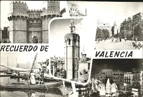 Valencia Valenciana Hafen Boot Spirngbrunnen Turm  Kat. Valencia