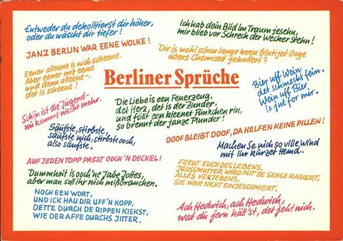 Berlin Berliner Sprueche  Kat. Berlin