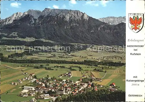 Niederndorf Kufstein Erholungsort mit Kaisergebirge Wappen Fliegeraufnahme / Kufstein /Tiroler Unterland