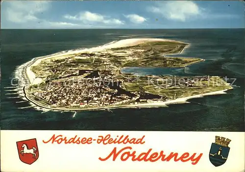 Norderney Nordseebad Fliegeraufnahme Wappen Kat. Norderney