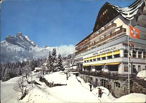 Braunwald GL Hotel Alpenblick Wintersportplatz Flagge Alpen Kat. Braunwald