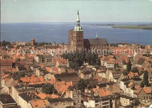 Stralsund Mecklenburg Vorpommern uebersicht Kirche Meerblick Kat. Stralsund