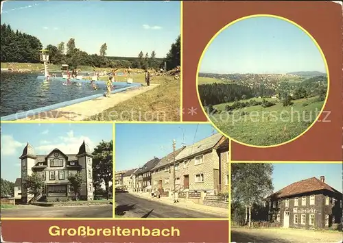 Grossbreitenbach Thueringen Freibad uebersicht Ferienheim Hohe Tanne Hauptstrasse Gasthaus Zur Wallbruecke Kat. Grossbreitenbach