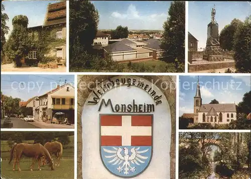 Monsheim Denkmal Kirche Pferde Tor zur Deutschen Weinstrasse Wappen Kat. Monsheim