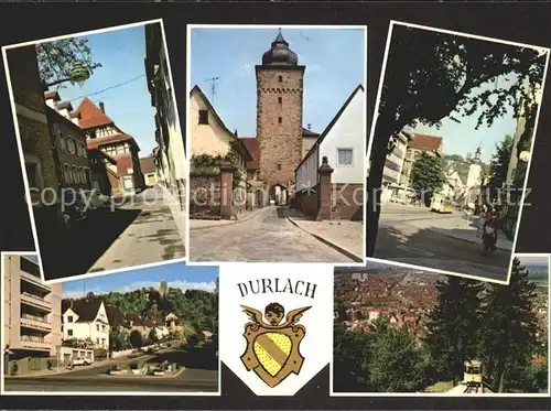 Durlach Teilansichten Turm Bergbahn Wappen Kat. Karlsruhe