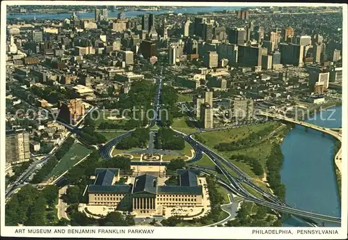 Philadelphia Pennsylvania Art Museum Benjamin Franklin Parkway aerial view Kat. Philadelphia