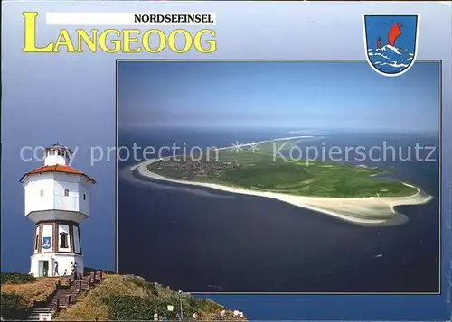 Langeoog Nordseebad Nordseeinsel Fliegeraufnahme Leuchtturm Wappen Kat. Langeoog