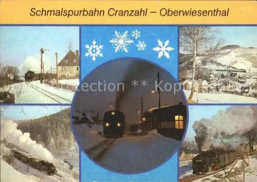 Oberwiesenthal Erzgebirge Schmalspurbahn Cranzahl Dampflokomotive Winterpanorama Kat. Oberwiesenthal