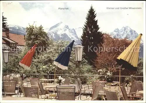 Garmisch Partenkirchen Conditorei Terrassencafe Alpspitze Waxenstein Wettersteingebirge Kat. Garmisch Partenkirchen