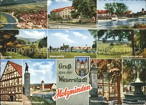 Holzminden Weser Staatsbauschule Schiesshaeusertal Rumortal Fachwerkhaus Jugendherberge Raabebrunnen Markt Kat. Holzminden