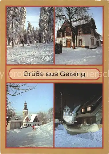 Geising Erzgebirge Winterlandschaft HO Hotel Geisinghof Teilansicht Winterstimmung bei Nacht Kat. Geising Osterzgebirge