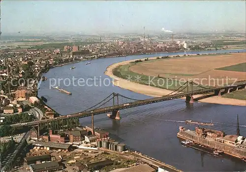 Uerdingen Rheinbruecke Industrie Binnenschifffahrt Fliegeraufnahme Kat. Krefeld