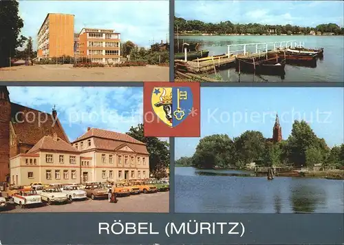 Roebel Mueritz Schule Promenade Rathaus Hafen Wappen Kat. Roebel Mueritz