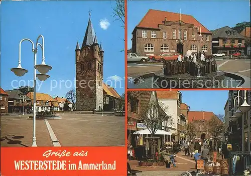 Westerstede St Petri Kirche Rathaus Fussgaengerzone Kat. Westerstede