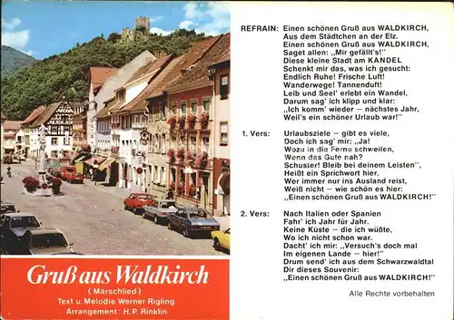 Waldkirch Breisgau Marktplatz mit Kastelburg Lied Kat. Waldkirch