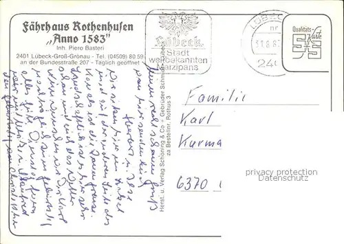 Gross Groenau Faehrhaus aus Rothenhusen Ratzeburger See Kat. Gross Groenau