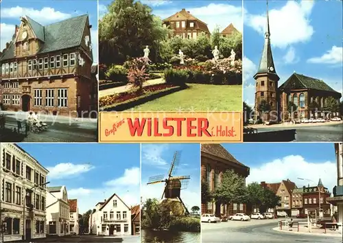 Wilster Teilansichten Park Skulptur Windmuehle Kirche Kat. Wilster