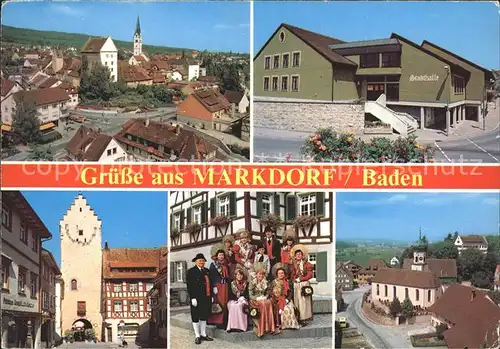 Markdorf Baden Teilansichten Stadthalle Turm Kirche Trachten Kat. Markdorf