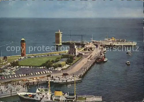 Cuxhaven Nordseebad Alte Liebe Hafenanlagen Schiff Leuchtturm Fliegeraufnahme Kat. Cuxhaven