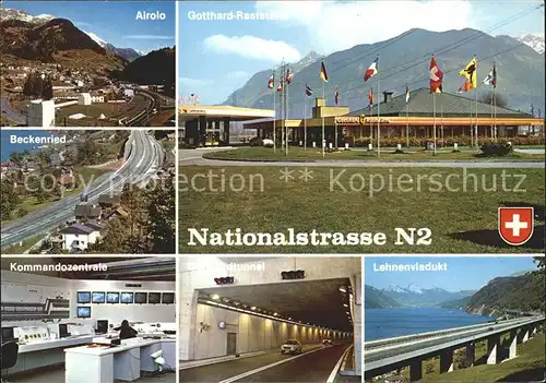 Airolo Beckenried Lehnenviadukt Gotthard Tunnel Raststaette Nationalstrasse N2 Kat. Airolo