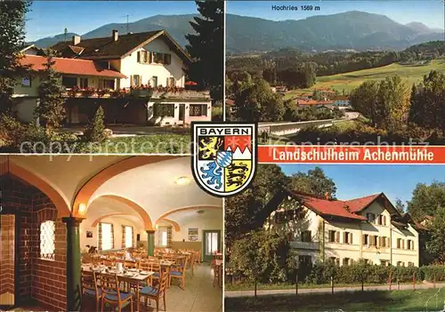 Achenmuehle Landschulheim Werner Panorama Hochries Bayerische Alpen Wappen Kat. Rohrdorf