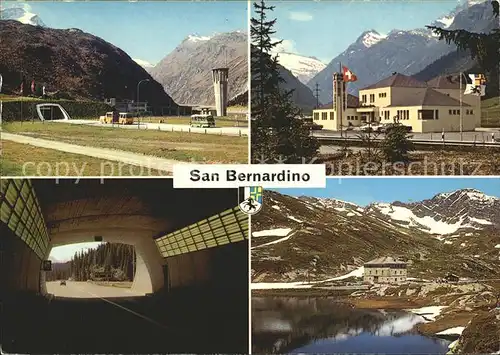 San Bernardino Hinterrhein Passhoehe und Strassentunnel Kat. Bernardino San