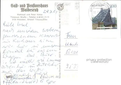 Tiessau Gasthaus Waldesruh Kat. Hitzacker (Elbe)