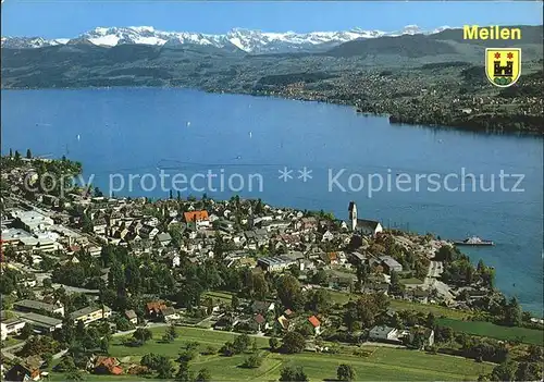 Meilen Zuerichsee Alpen Fliegeraufnahme Kat. Meilen