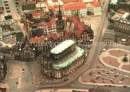 Dresden Katholische Hofkirche Schloss Fliegeraufnahme Kat. Dresden Elbe