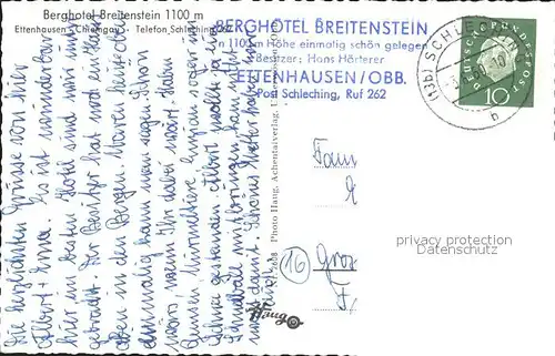 Ettenhausen Schleching Berghotel Breitenstein Chiemgau Kat. Schleching