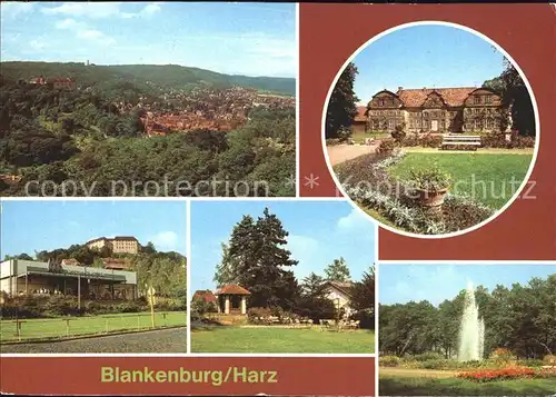 Blankenburg Harz Panorama Museum Schloss Stadtpark Thiepark Fontaene Kat. Blankenburg