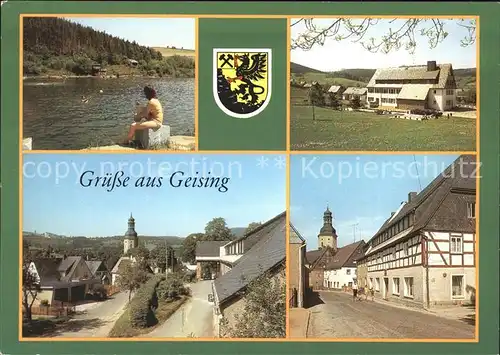 Geising Erzgebirge Freibad Huettenteich Ferienheim Weinert Teilansicht Hauptstrasse Wappen Kat. Geising Osterzgebirge
