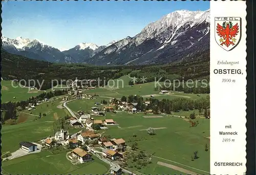 Obsteig Tirol Mieminger Hochplateau Lechtaler Alpen Mieminger Kette Wappen Fliegeraufnahme Kat. Obsteig