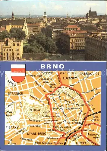 Brno Bruenn Stred mesta Blick ueber die Stadt Stadtplan Wappen Kat. Brno