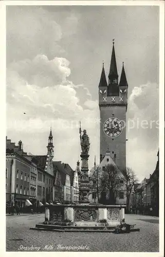 Straubing Theresienplatz Brunnen Turm Kat. Straubing