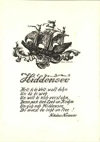 Insel Hiddensee Kuenstlerkarte Gedicht Kat. Insel Hiddensee