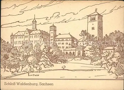 Waldenburg Sachsen Schloss Waldenburg Zeichnung Kat. Waldenburg Sachsen
