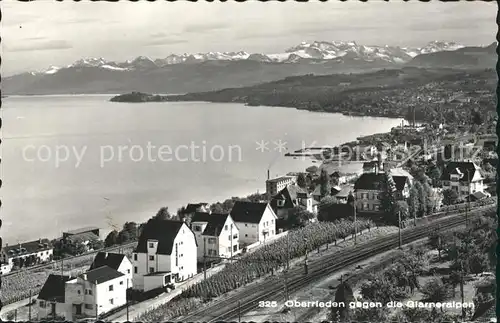 Oberrieden ZH Zuerichsee Panorama Blick gegen die Glarneralpen Kat. Oberrieden