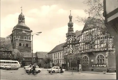 Harzgerode Markt mit Rathaus Fachwerkhaus Kat. Harzgerode