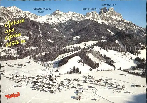 Graen Tirol Panorama Wintersportplatz Tannheimer Tal Kat. Graen