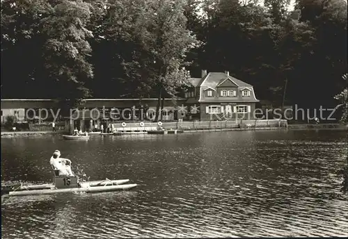 Glauchau Gruendelteich mit Gruendelhaus Tretboot Kat. Glauchau