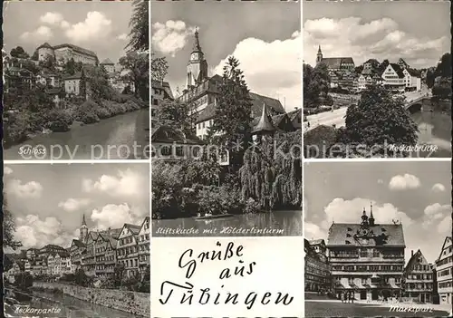 Tuebingen Schloss Neckarpartie Stiftskirche  Neckarbruecke Marktplatz Kat. Tuebingen