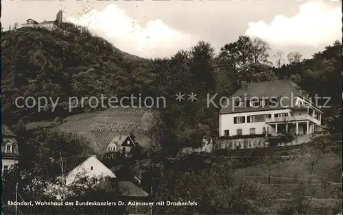 Rhoendorf Wohnhaus Bundeskanzler Adenauer mit Drachenfels Kat. Bad Honnef