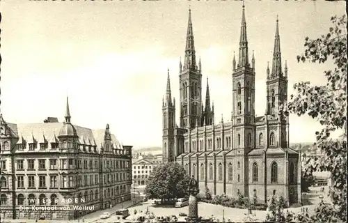 Wiesbaden Marktplatz mit Rathaus und Marktkirche Kat. Wiesbaden