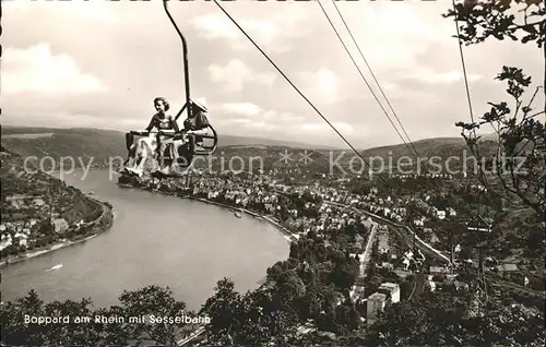 Boppard Rhein Panorama mit Sesselbahn Kat. Boppard