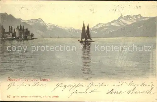 Lac Leman Genfersee Seepanorama Segelschiff / Genf /Bz. Geneve City
