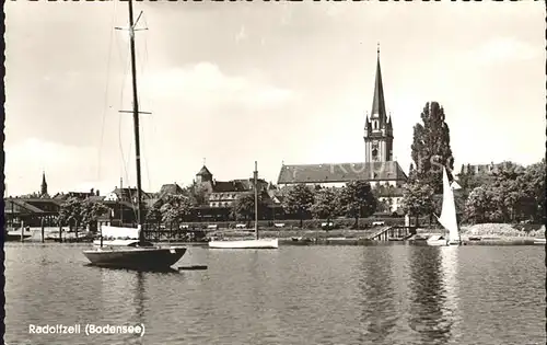 Radolfzell Bodensee Ortsblick Segelschiffe Kirche Kat. Radolfzell am Bodensee