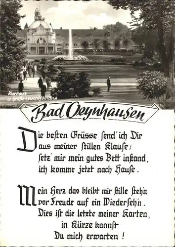 Bad Oeynhausen Kurhaus und gr Leuchtfontaene Gedicht Kat. Bad Oeynhausen